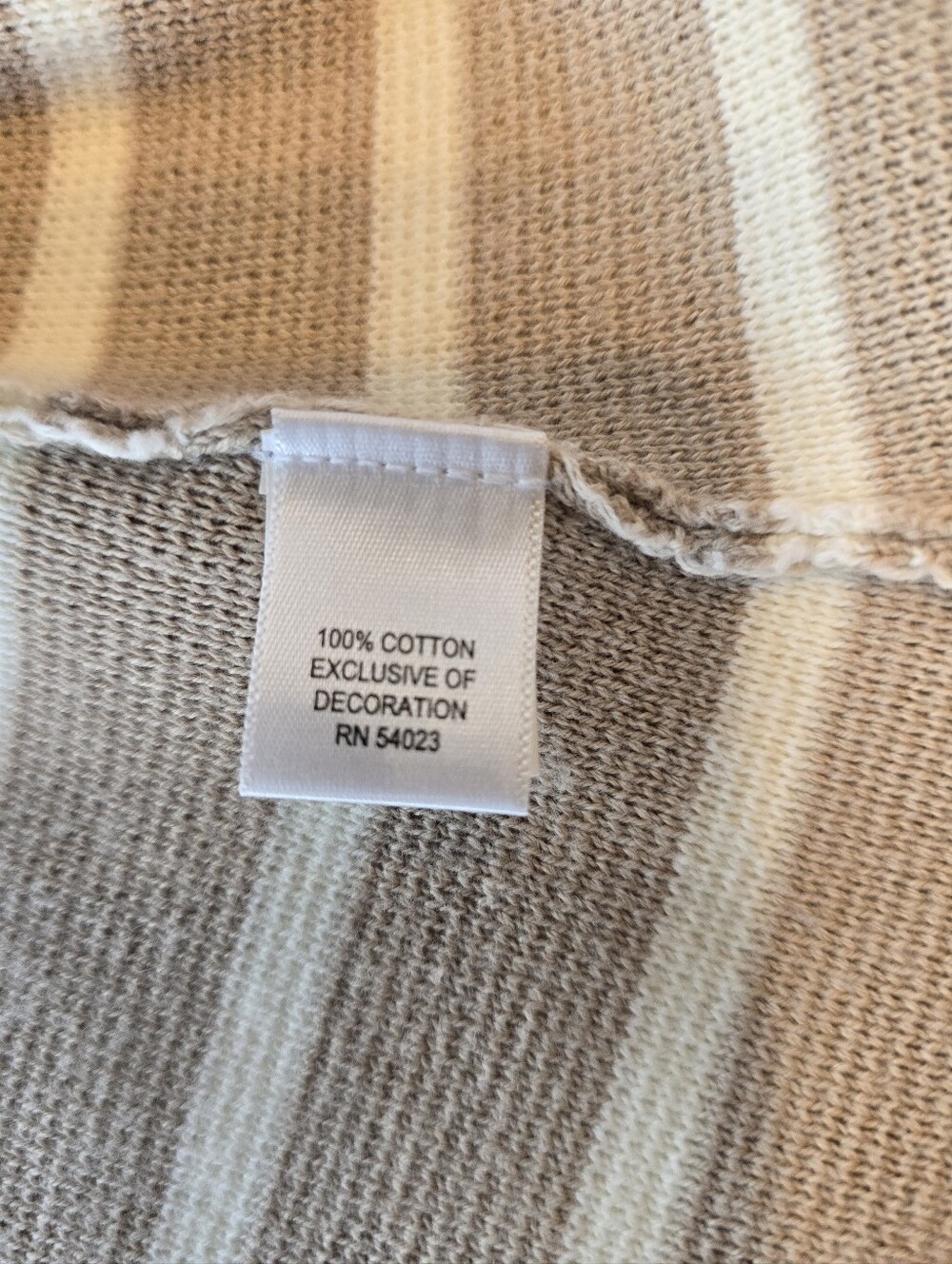 Banana Republic Striped Tan Cream 3/4 Sleeve Knit Cardigan M - Picture 7 of 8